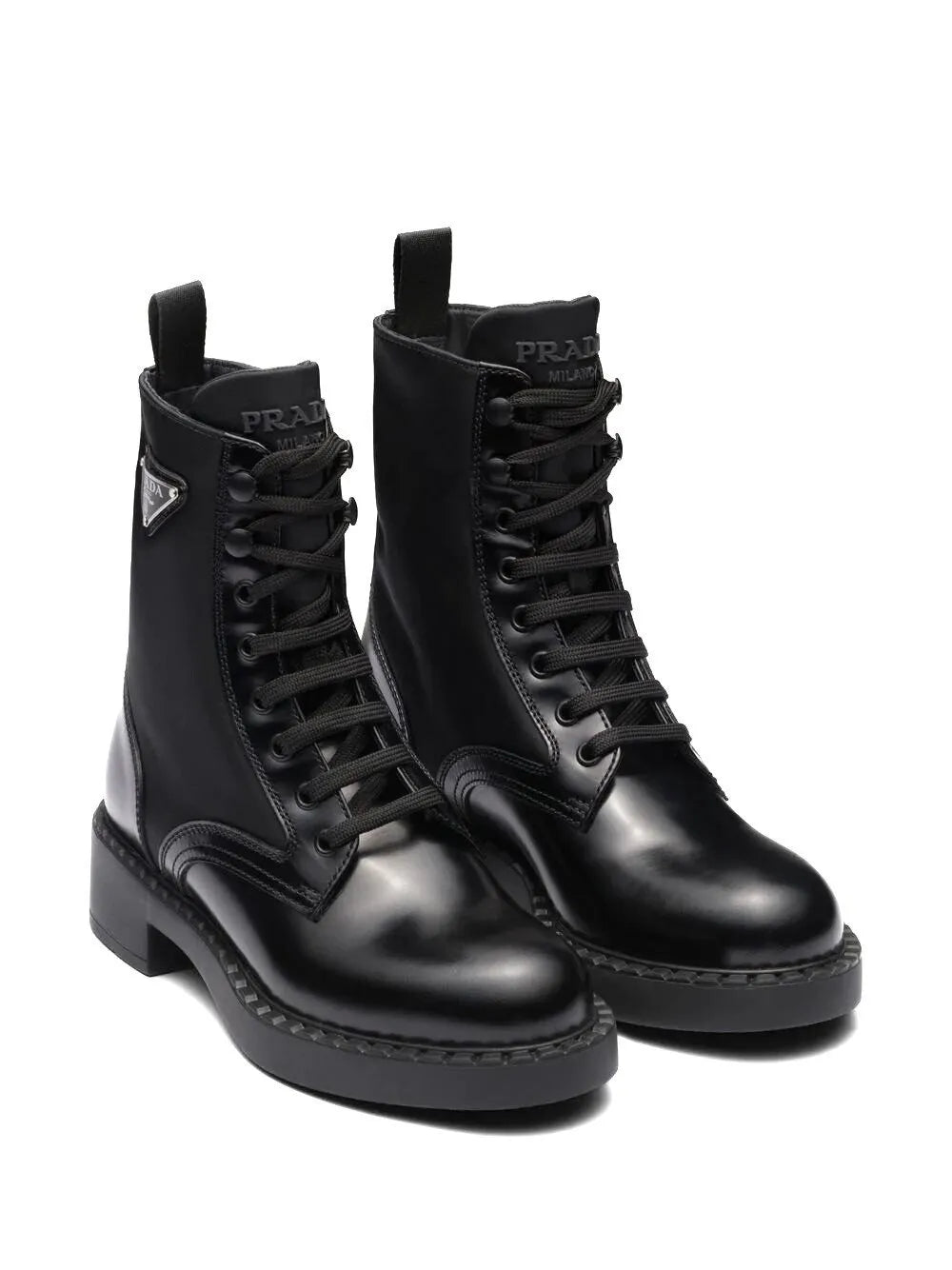 STIVALETTO IN PELLE SPAZZOLATA E RE-NYLON