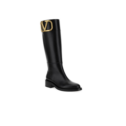 STIVALI VLOGO ORO IN PELLE NERA