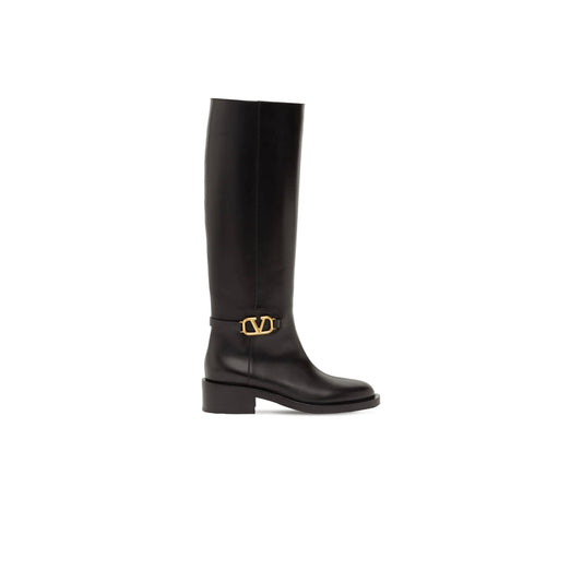 STIVALI VLOGO MINI ORO IN PELLE NERA