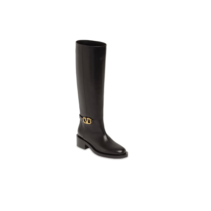 STIVALI VLOGO MINI ORO IN PELLE NERA